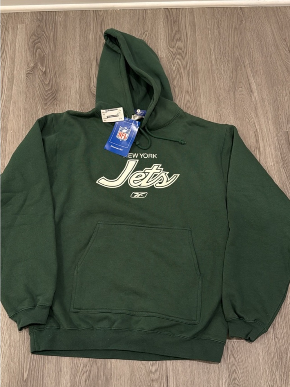 Vintage Reebok New York Jets Dark Green Pullover Hoodie Y2K years 2000-2010